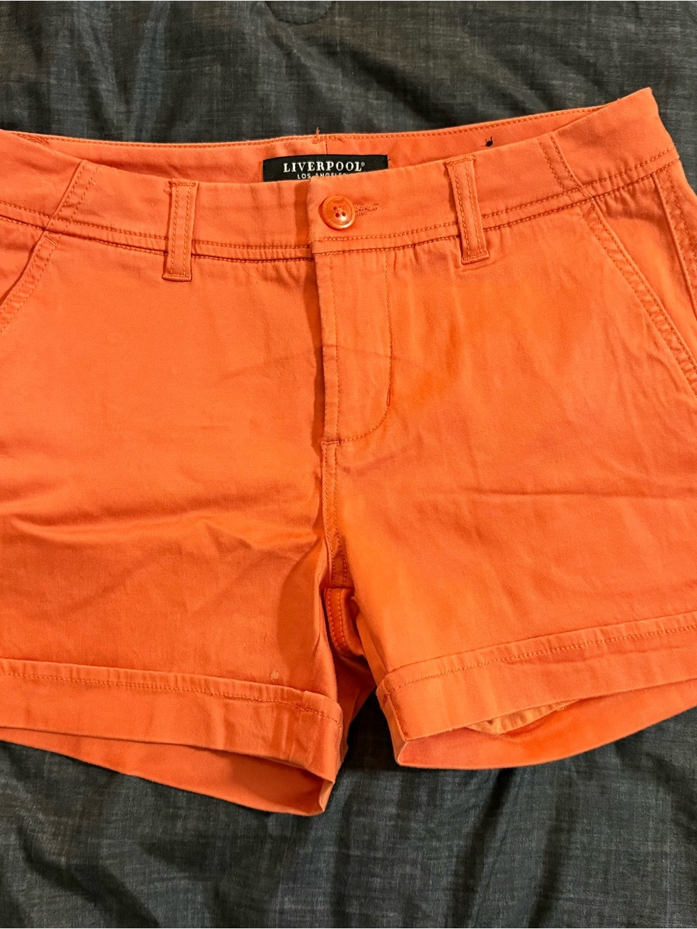 Liverpool Bright Orange High-Waist Cotton Shorts